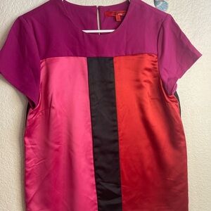 Colorblock Satin Blouse